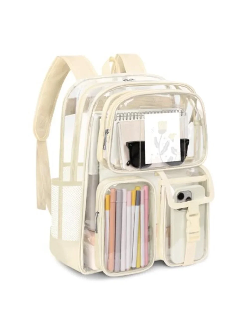 Clear Backpack for Stadium Events, Heavy Duty PVC Transparent Bookbag